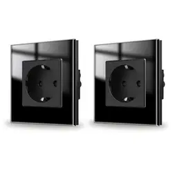 JIMEIDA 2er Pack Schwarz Glas Unterputz Schuko Steckdosen Schutzkontakt 16A, 250V