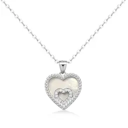 JANDY SHINE Herzkette Silber 925 mit Perlmutt Herz Anhänger - Perfektes Geschenk für Damen zu Weihnachten, Geburtstag oder Valentinstag