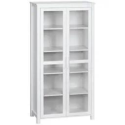 HOMCOM Küchenschrank Hochschrank mit 2 Glastüren und verstellbaren Böden, Weiß, 80 x 39,5 x 160 cm