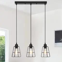 OURLOVEII Schwarz Pendelleuchte 3-flammig, Höhenverstellbar, für Esstisch, Wohnzimmer und Schlafzimmer