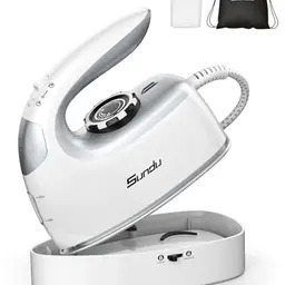 Sundu Reisebügeleisen mit Dampfsteamer & 2-in-1 Design, 5 Modi, bis zu 30 g/min Dampf, arretierbarer Sockel, intelligente Temperatur