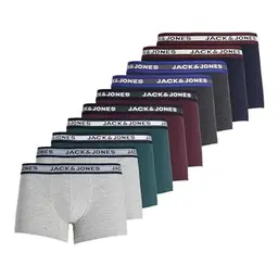 Jack & Jones Herren Jacsolid Trunks Boxershorts 10er Pack, Dunkelgrau Melange, XXL