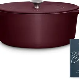 Springlane Gusseisen Rundbräter 6L | Emaillierter Schmortopf in Rot mit Deckel | Cocotte für alle Herdarten