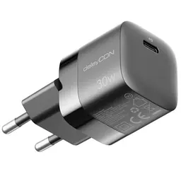 deleyCON 30W USB-C Schnellladegerät für iPhone, iPad, AirPods, Galaxy – Schwarz