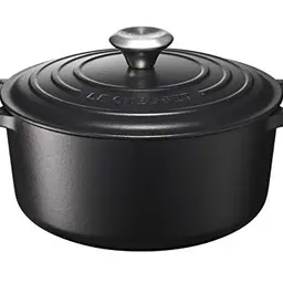 Le Creuset Gusseisen-Bräter mit Deckel, 24 cm, rund, Induktion geeignet, 4,2 l, schwarz