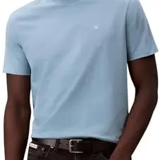 Calvin Klein Herren T-Shirt Kurzarm Monogram, Blau, Größe L
