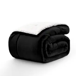 CELESTA Sherpa Kuscheldecke 150 x 200 cm, Extra Dicke Winterdecke, Weiche Wohndecke für Sofa und Bett, Schwarz
