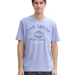 TOM TAILOR Herren T-Shirt mit Logo-Print, Cold Purple, Größe M