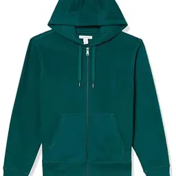 Amazon Essentials Herren Fleece-Kapuzenpulli, Tannengrün, Größe S