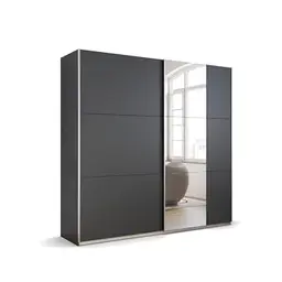 Rauch Möbel Kronach Schwebetürenschrank, 2-türig, Grau metallic mit Spiegel, BxHxT 218x210x59 cm