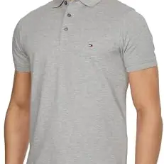 Tommy Hilfiger Herren Poloshirt Kurzarm Slim Fit, Grau, XL