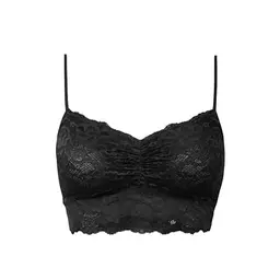 Snocks Damen Spitzen-Bustier ohne Bügel, verstellbare Träger, elastischer Bund, weich und sinnlich, Gr. XS, Schwarz