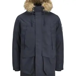 JACK & JONES Herren Parka Jjcamp mit Kunstfell, Dunkelblau, Größe M