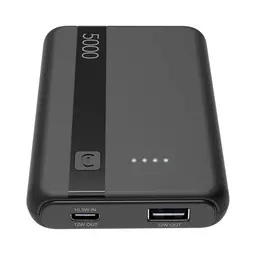 Cellularline Power Bank 5000mAh mit USB-C & USB, LED-Anzeige, Schwarz