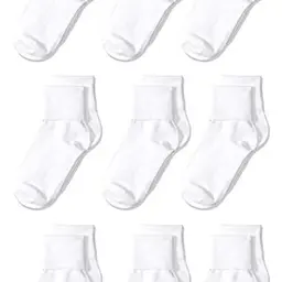 Amazon Essentials Mädchen Uniform-Socken, 9 Paar, Baumwollmischung, weiß, M (4-8 Jahre)
