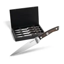 BURNHARD Steakmesser-Set 4-tlg. mit Pakka-Holzgriffen und Akazienholzbox