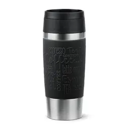 Emsa N20202 Travel Mug Classic 0,36l | Edelstahl | Schwarz | 100% dicht | Spülmaschinenfest | 360° Trinköffnung