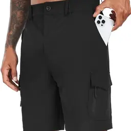 SIHOHAN Herren Kurze Wanderhosen - Leichte, atmungsaktive Shorts mit 7 Taschen für Outdoor-Aktivitäten (Schwarz, XL)