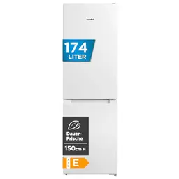 Comfee Kühl-/Gefrierkombination 150 cm Höhe Weiß - 115L Kühlteil, 59L Gefrierteil, Low Frost, LED-Licht