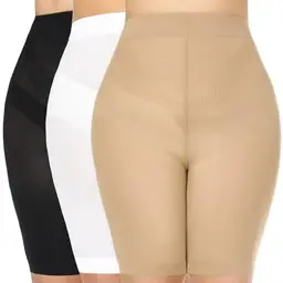 MANZI Damen Slipshorts 3er Pack - Nahtlos, Anti-Chafing, Schwarz+Nackt+Weiß