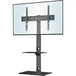BONTEC TV Ständer für 30-70 Zoll Fernseher bis 40 kg, höhenverstellbar mit 2 Regalen aus Glas, max. VESA 600x400 mm