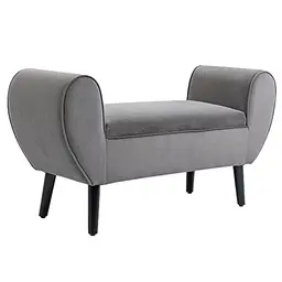 HOMCOM Sitzbank mit Stauraum und Samtoptik, Polsterbank für Wohnzimmer und Flur, 118 x 42 x 66 cm, Grau