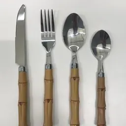 Ourplpme 32-teiliges Edelstahl Besteckset für 8 Personen, rustikal, spülmaschinenfest, ideal für Partys und Hochzeiten