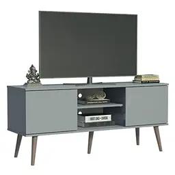 Madesa TV Schrank mit 2 Türen und 2 Regalen für Fernseher bis 55 Zoll - Grau, 136 x 40 x 60 cm