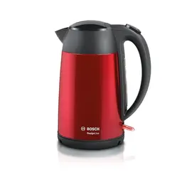 Bosch kabelloser Wasserkocher DesignLine, 1,7 L, 2400 W, rot, Ausgießen ohne Spritzer