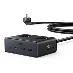 UGREEN Nexode 6-in-1 Steckdosenleiste mit USB und Überspannungsschutz, 1.5m Verlängerungskabel