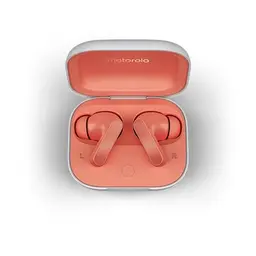 Motorola Moto Buds Bluetooth Earbuds - Hi-Res Sound, Dolby Atmos, aktive Geräuschunterdrückung, kabelloses Laden, bis zu 42 Stunden Akku, Coral Peach