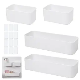 LANSKYLAN 4 Stück Aufbewahrungsboxen für Dusche und Küche, Selbstklebendes Duschregal ohne Bohren