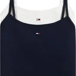 Tommy Jeans Damen Strap Top 2er Pack Essential, Ecru/Dunkelblau, Größe L