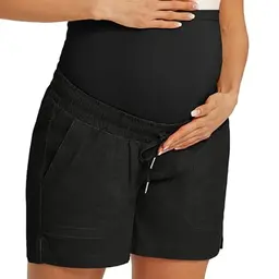 Maacie Umstandsshorts aus Baumwolle mit Kordelzug und Taschen, hohe Taille