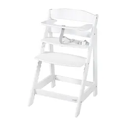 roba Babyhochstuhl Sit Up Flex - Verstellbarer Kinderhochstuhl aus Holz für 6 Monate bis 70 kg, mit Schrittgurt – Weiß