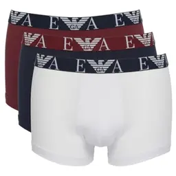 Emporio Armani Herren 3er-Pack Bold Monogram Trunks, Weiß/Marine/Burgundy