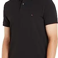 Tommy Hilfiger Herren Poloshirt Kurzarm Regular Fit, Schwarz, M