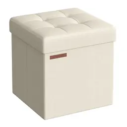 SONGMICS Klappbare Sitzbank mit Stauraum, cremeweiß, 38 cm