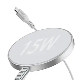 ESR MagSafe Ladegerät 15W für iPhone 15/14/13 & AirPods, induktive Ladestation mit Magnet, 1,5m Kabel, Silber