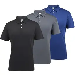LANBAOSI 3er Pack Herren Poloshirts Kurzarm Schnelltrockend Atmungsaktiv Sommer Sport T-Shirts