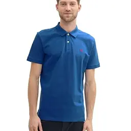 TOM TAILOR Herren Basic Piqué Poloshirt, Größe M in Blue