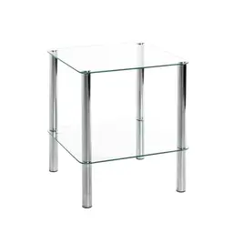 HAKU Beistelltisch in Chrom und Glas - Modernes Design, 39 x 47 x 39 cm