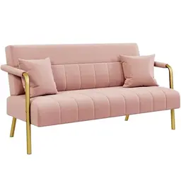 Yaheetech Modernes Zweisitzer-Sofa mit Armlehnen in Rosa - Loveseat fürs Wohnzimmer und Heimbüro