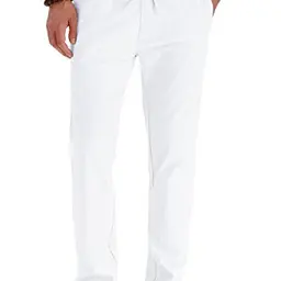Ninee Leinenhosen Herren mit elastischer Taille - Casual Yoga Strandhosen in Pure White (Größe 30)