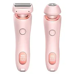 2 in 1 Damenrasierer, elektrischer Intimrasierer mit IPX7, kabellos, nass/trocken für Gesicht, Bikini, Beine (Rosa)