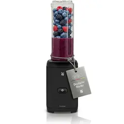 WMF Kult X Mix & Go Smoothie Maker & Mixer, 300 W, 0,6 L Tritan-Flasche, Edelstahlklingen, Sicherheitsabschaltung, Deep Black