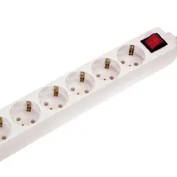 Schwabe 6-fach Steckdosenleiste mit Schalter - 1,4 m Leitung, gedrehte Steckdosen - Indoor, IP20