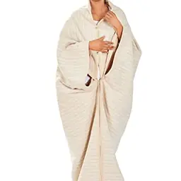 Ibena Fano Wohnmantel 150x200 cm – Kuscheldecke mit Ärmeln in Creme, bequem und warm