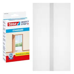 tesa INSECT STOP Fliegengitter für Türen, 2-tlg, zuschneidbar, ohne Bohren, 2x65x220 cm, Weiß