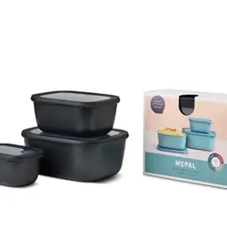 Mepal Multischale Cirqula 3-teiliges Set - Vorratsdosen in Nordic Black - 750, 1500 & 3000 ml